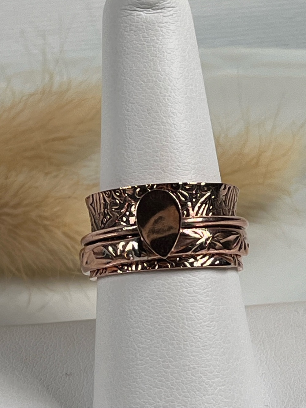 Solid Copper Spinner Meditation Band Ring Size 7.5